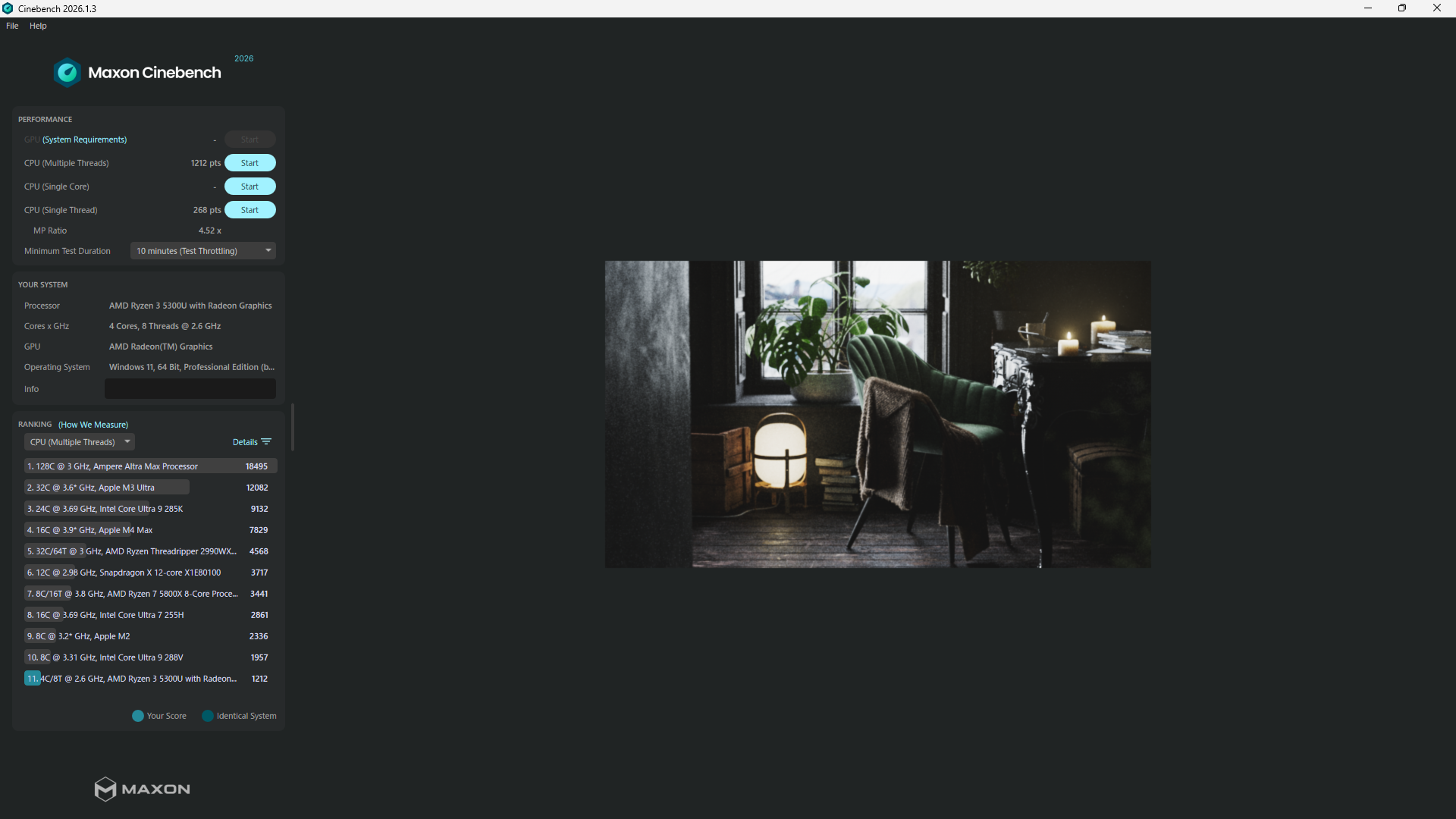 Cinebench 2026の結果